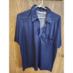 Vintage Lilly Dache Polo Shirt Mens L Blue White Casual Golf Rugby Made in US